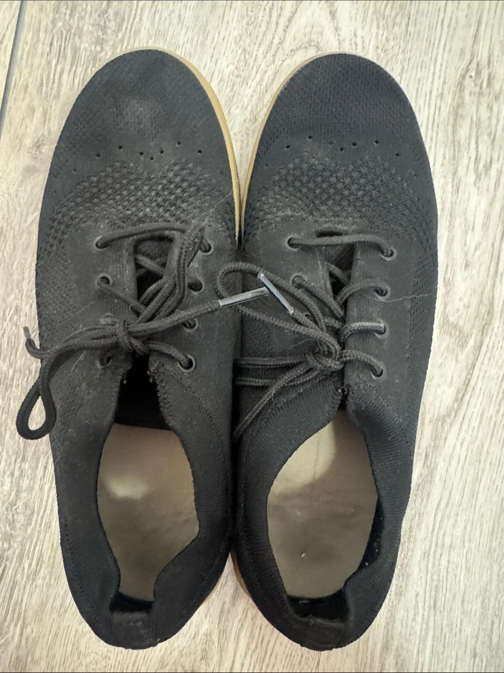 George Black Knit Lace-Up Oxfords with Tan Sole